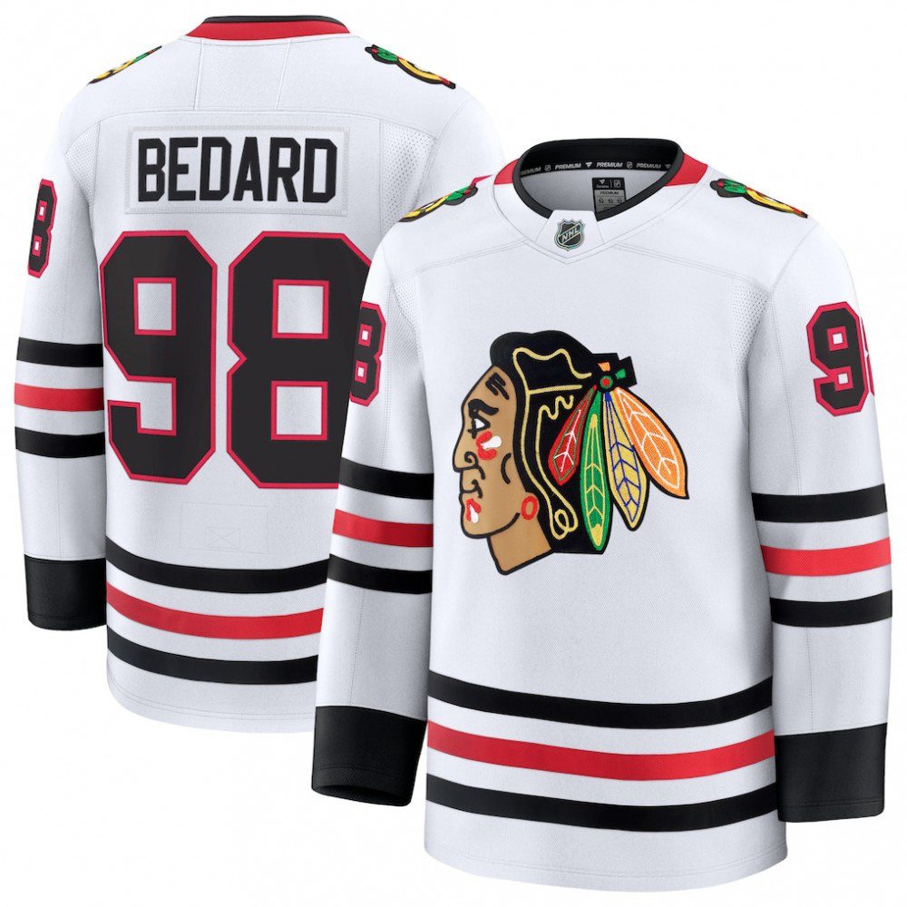 Connor Bedard Chicago Blackhawks Away Premium Jersey - White-Pro Kit Vault | Brand New 26/27 Sports Jerseys